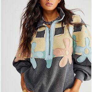 Free People Patchwork Floral Fleece